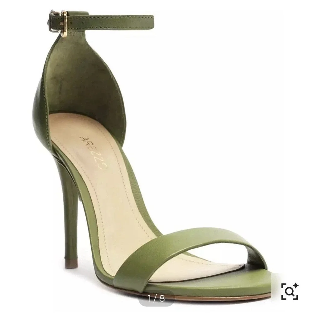 Arezzo Isabelli stiletto ankle strap sandals Size 7.5 Green New Pistachio